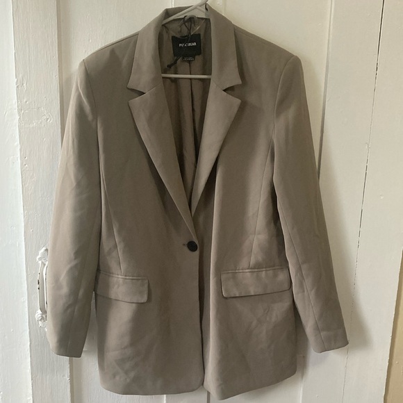 Pull&Bear Other - Pull&Bear Tan Blazer Oversized Fit Tailored Design
